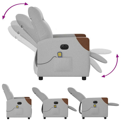 Poltrona Reclinabile Massaggio Elettrica Grigio Nuvola Tessuto - homemem39