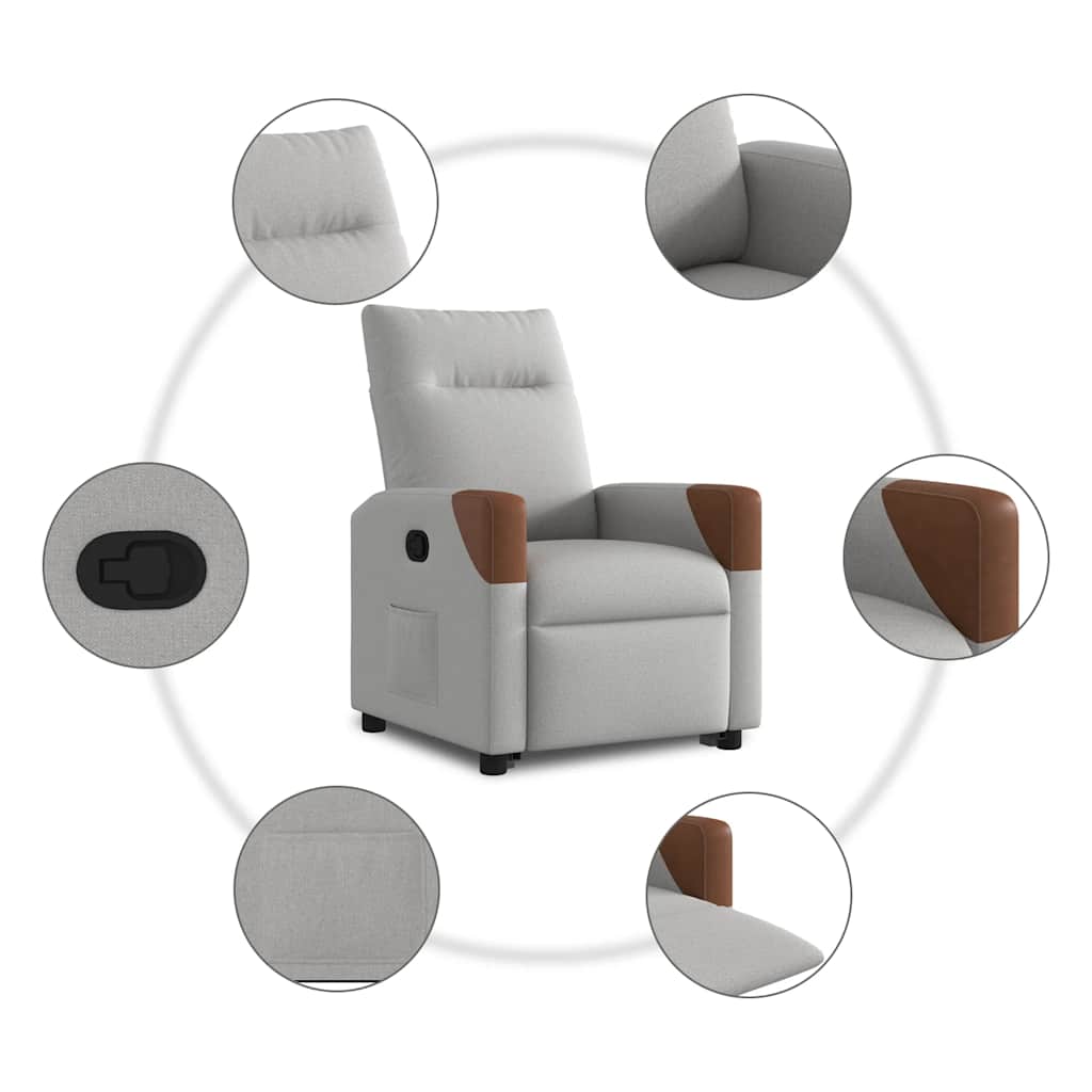 Poltrona Alzapersona Reclinabile Grigio Nuvola in Tessuto - homemem39