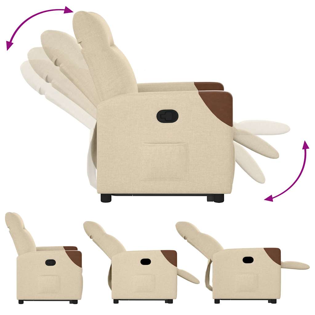 Poltrona Alzapersona Reclinabile Crema in Tessuto - homemem39