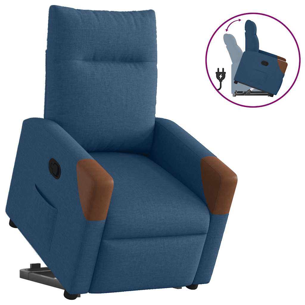 Poltrona Alzapersona Reclinabile Blu in Tessuto