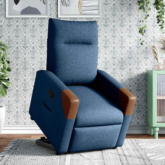 Poltrona Alzapersona Reclinabile Blu in Tessuto