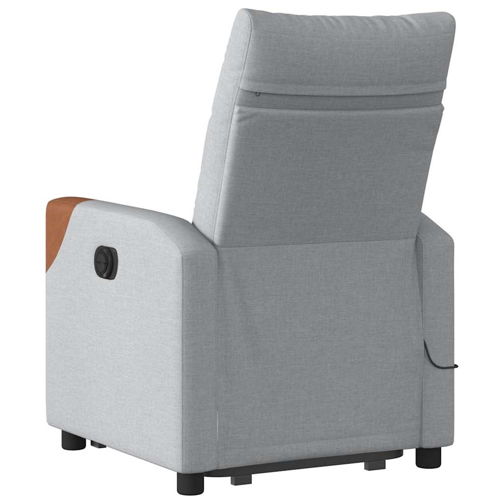 Poltrona Alzapersona Massaggi Reclinabile Grigio Chiaro Tessuto | homemem39