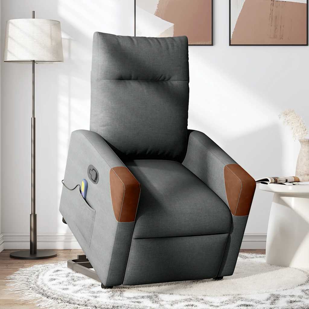 Poltrona Alzapersona Massaggi Reclinabile Grigio Scuro Tessuto | homemem39