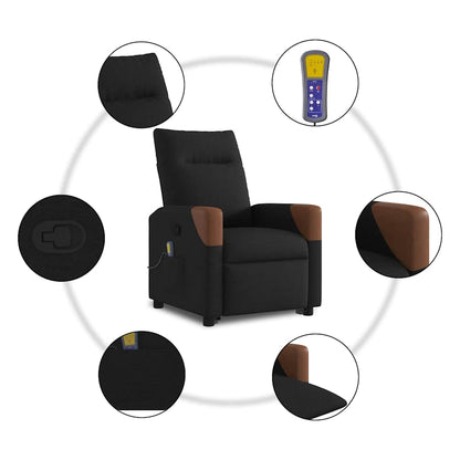 Poltrona Alzapersona Massaggiante Reclinabile Nera in Tessuto - homemem39