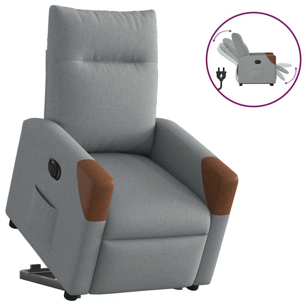 Poltrona Reclinante Alzapersona Elettrica grigio chiaro Tessuto