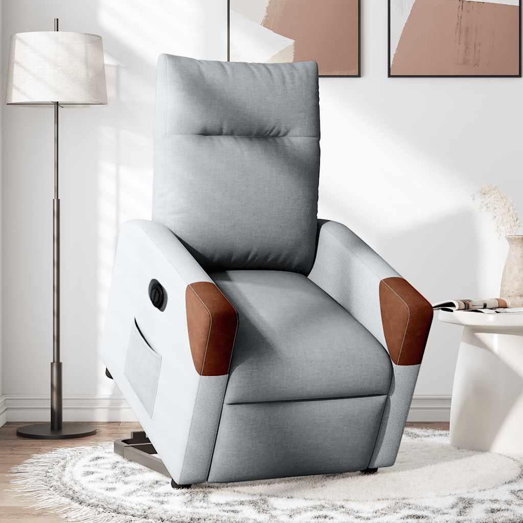 Poltrona Reclinante Alzapersona Elettrica Grigio Chiaro Tessuto | homemem39
