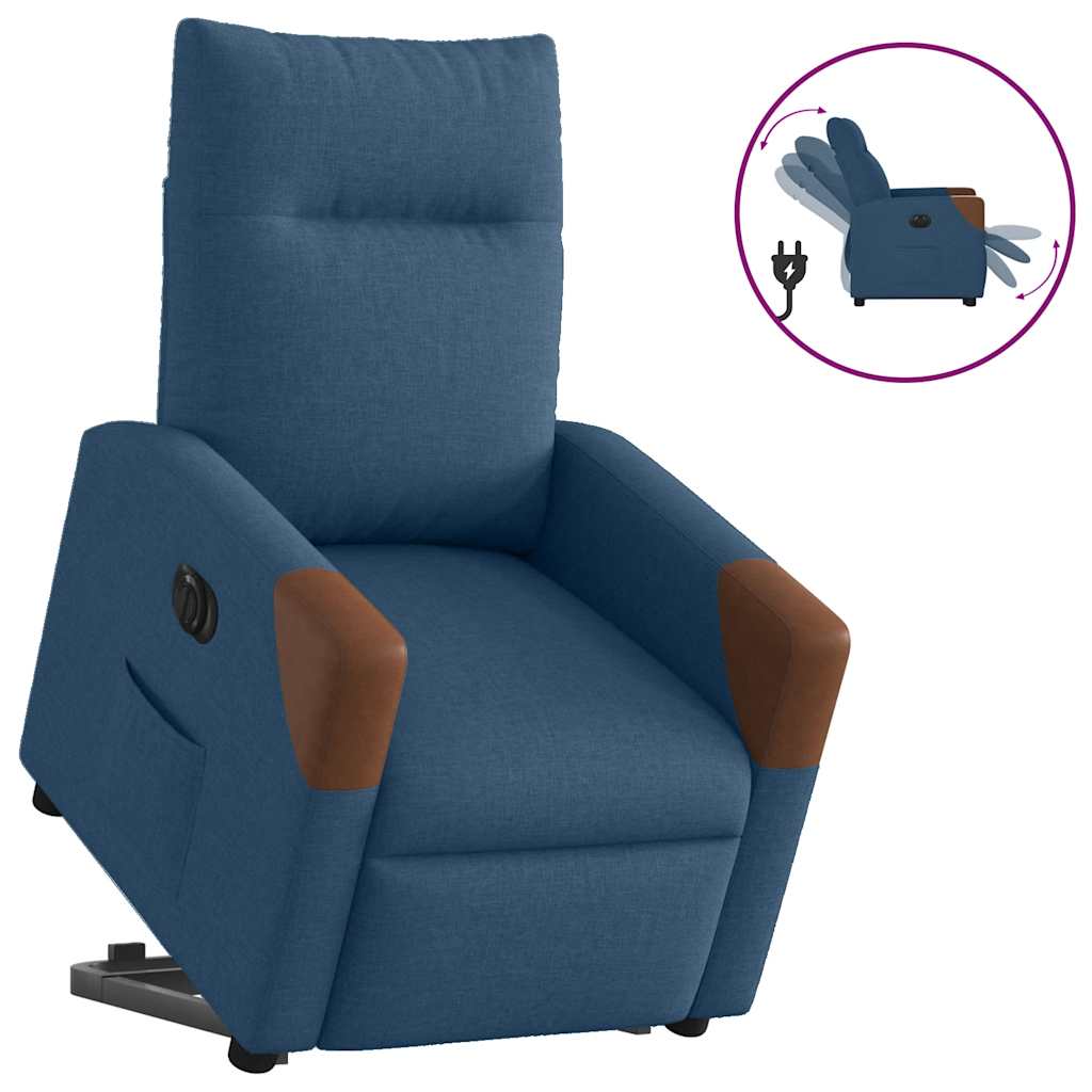 Poltrona Alzapersona Reclinabile Elettrica Blu in Tessuto | homemem39