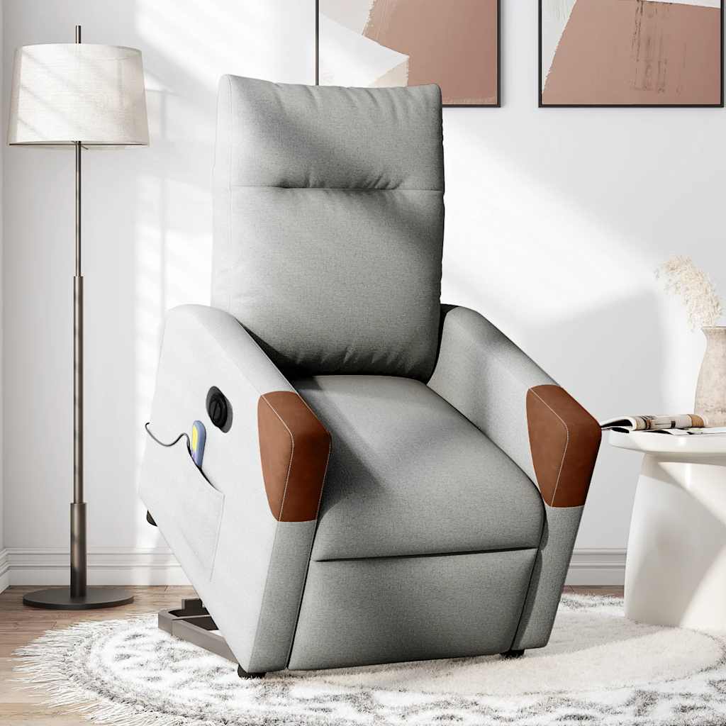 Poltrona Alzapersona Massaggi Elettrica Grigio Nuvola Tessuto | homemem39