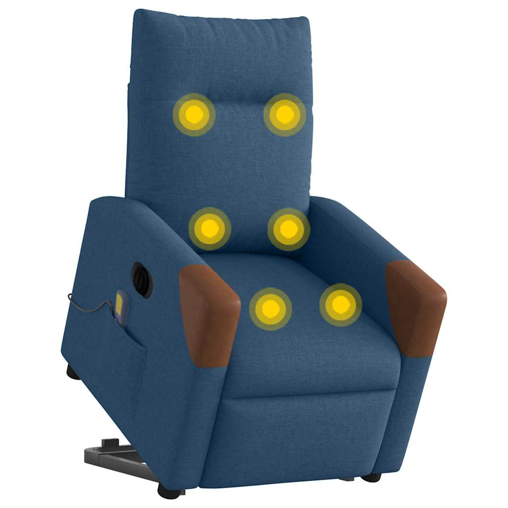 Poltrona Alzapersona Massaggi Elettrica Reclinabile Blu Tessuto