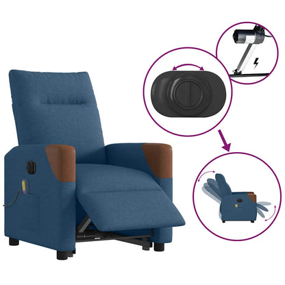 Poltrona Alzapersona Massaggi Elettrica Reclinabile Blu Tessuto