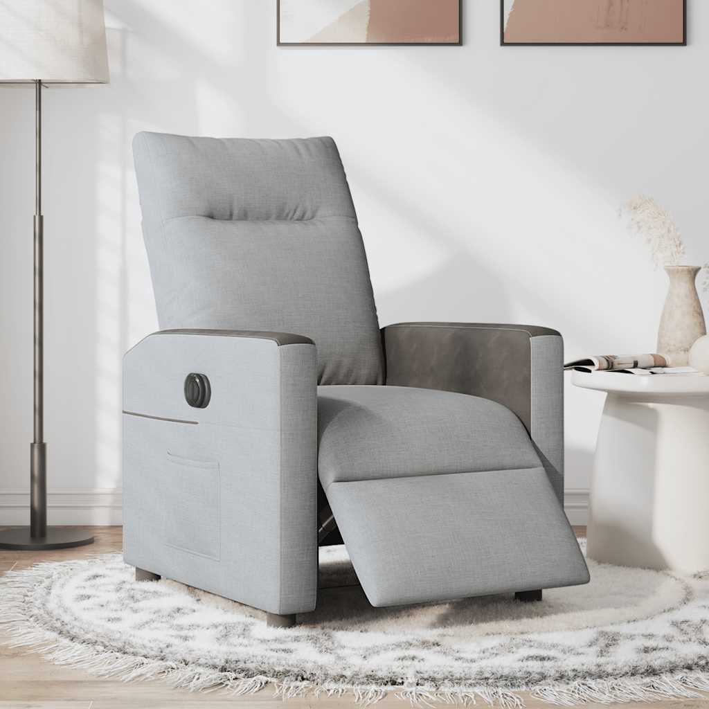 Poltrona Elettrica Reclinabile Grigio Chiaro in Tessuto | homemem39
