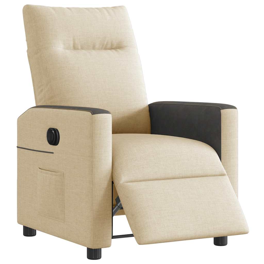 Poltrona Elettrica Reclinabile Crema in Tessuto - homemem39