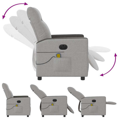 Poltrona Reclinabile Massaggio Elettrica Grigio Nuvola Tessuto - homemem39