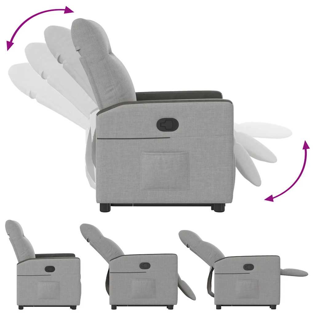 Poltrona Alzapersona Reclinabile Grigio Nuvola in Tessuto - homemem39