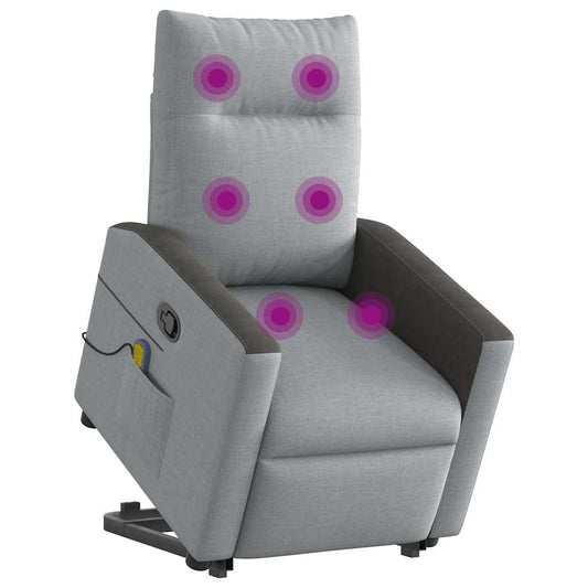 Poltrona Alzapersona Massaggi Reclinabile Grigio Chiaro Tessuto | homemem39