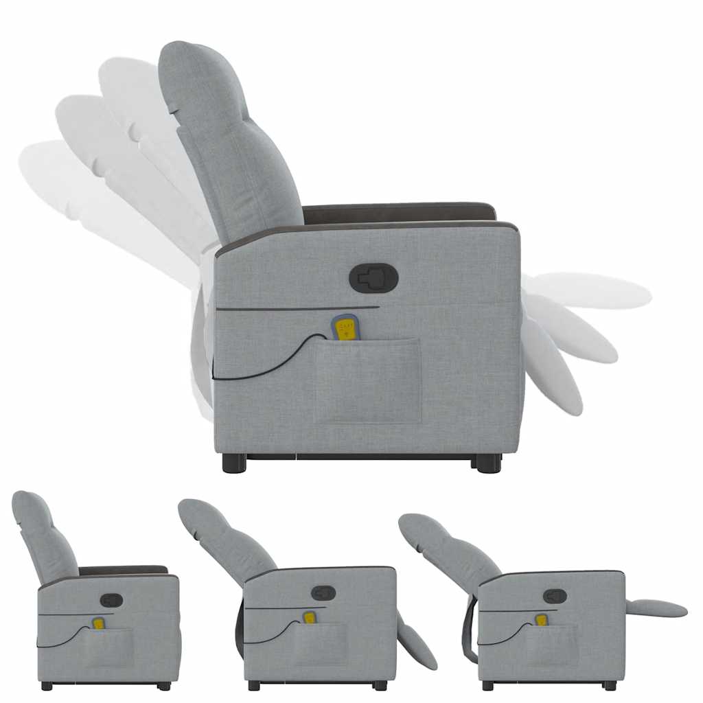 Poltrona Alzapersona Massaggi Reclinabile Grigio Chiaro Tessuto - homemem39
