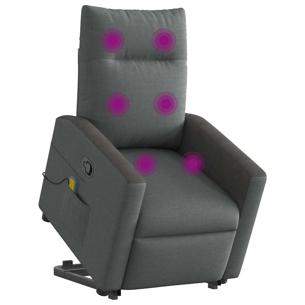 Poltrona Alzapersona Massaggi Reclinabile Grigio Scuro Tessuto | homemem39