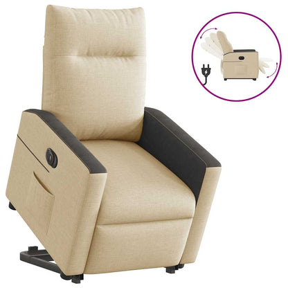 Poltrona Alzapersona Reclinabile Elettrica Crema in Tessuto - homemem39