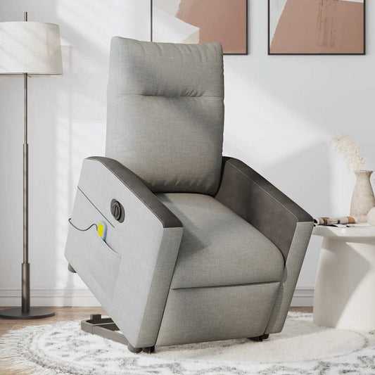 Poltrona Alzapersona Massaggi Elettrica Grigio Nuvola Tessuto