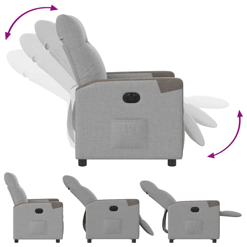 Poltrona Elettrica Reclinabile Grigio Nuvola in Tessuto - homemem39