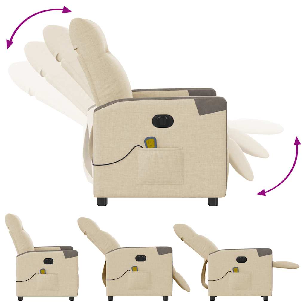 Poltrona Reclinabile Massaggiante Elettrica Crema in Tessuto - homemem39