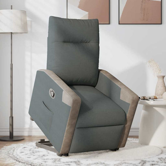 Poltrona Alzapersona Reclinabile Grigio Scuro in Tessuto | homemem39