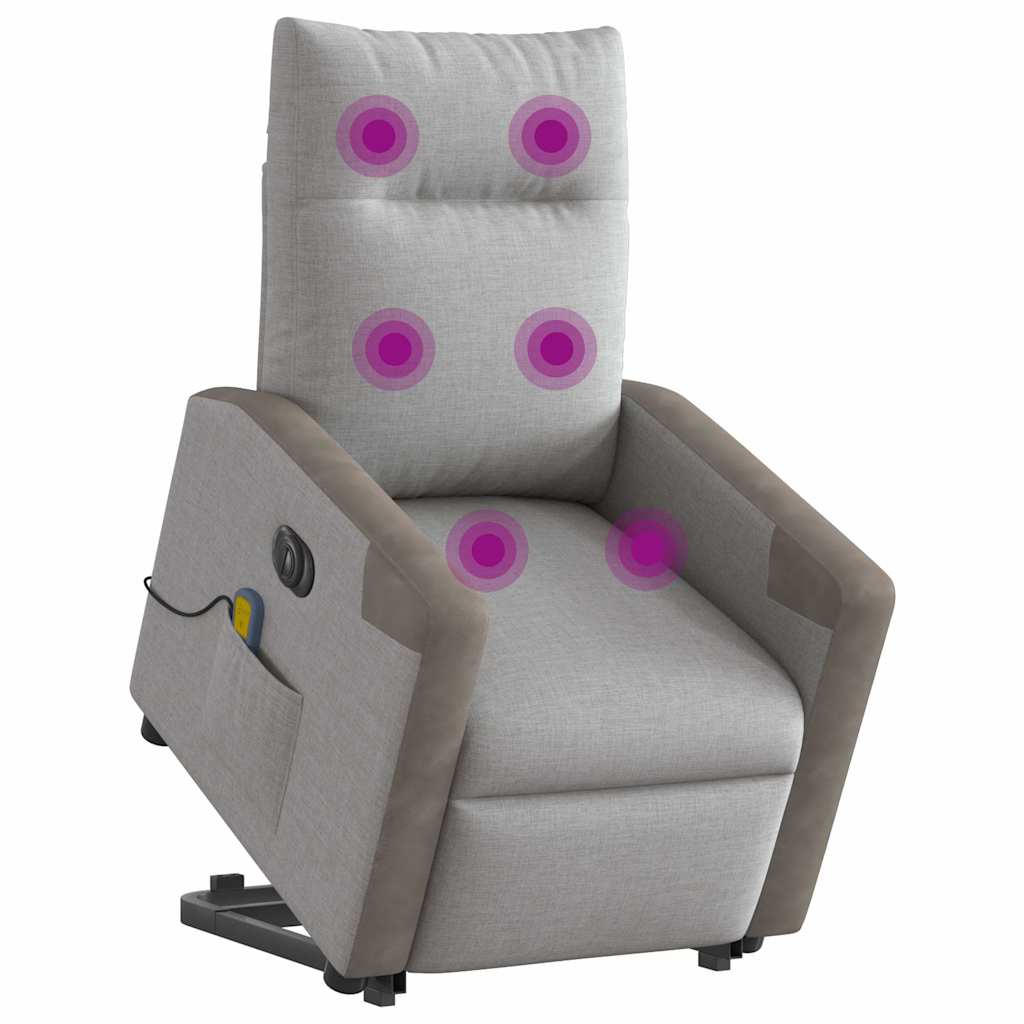 Poltrona Alzapersona Massaggi Elettrica Grigio Nuvola Tessuto | homemem39