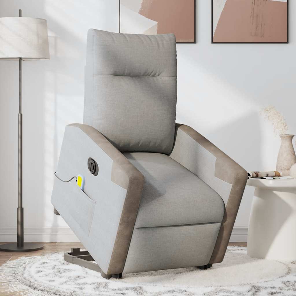 Poltrona Alzapersona Massaggi Elettrica Grigio Nuvola Tessuto | homemem39