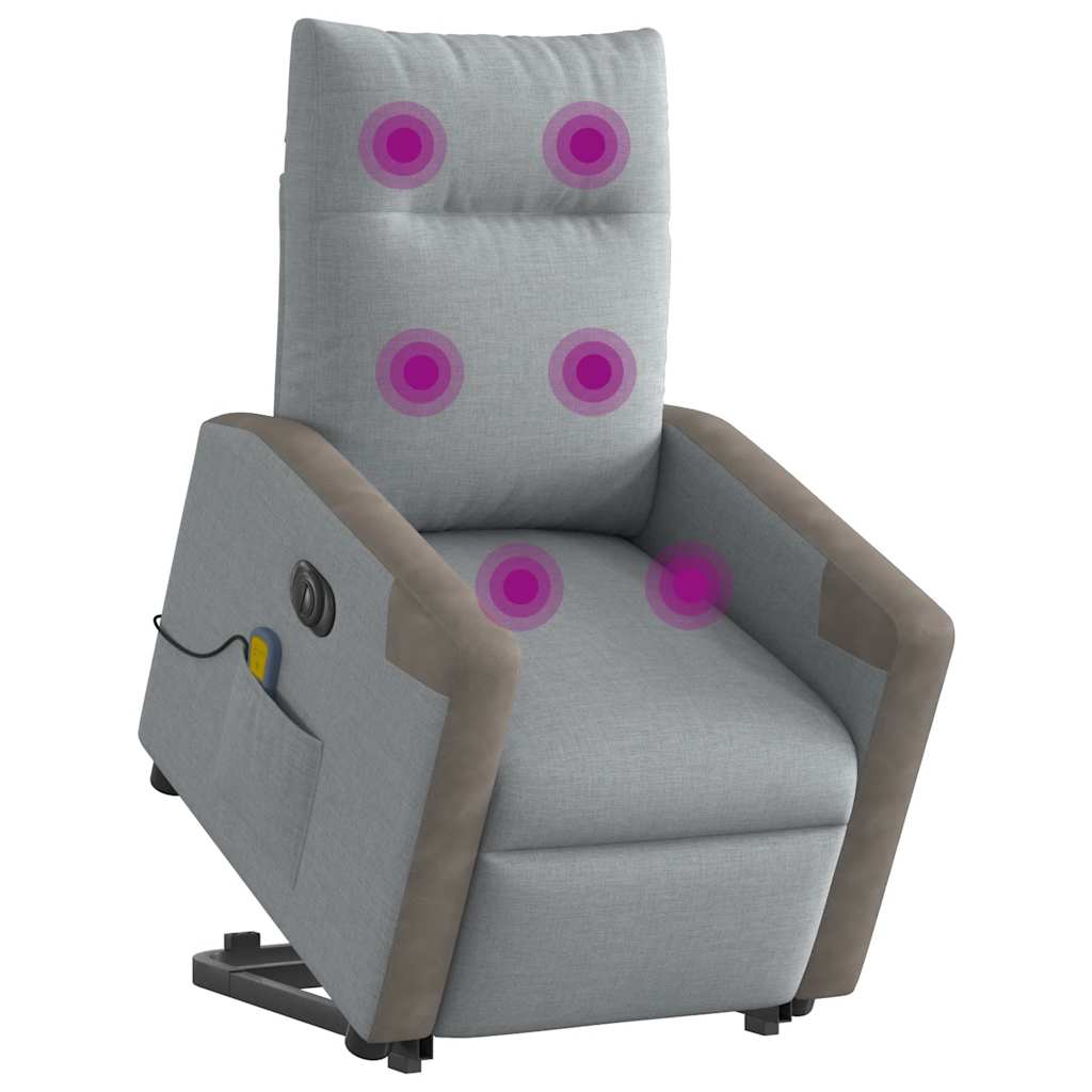Poltrona Alzapersona Massaggi Elettrica Grigio Chiaro Tessuto
