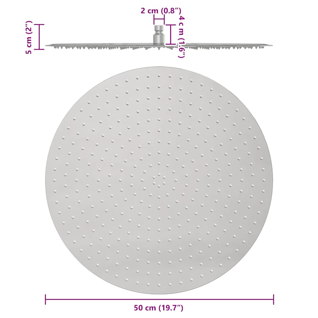 Testa Doccia a Pioggia in Acciaio Inox 304 50 cm Rotonda