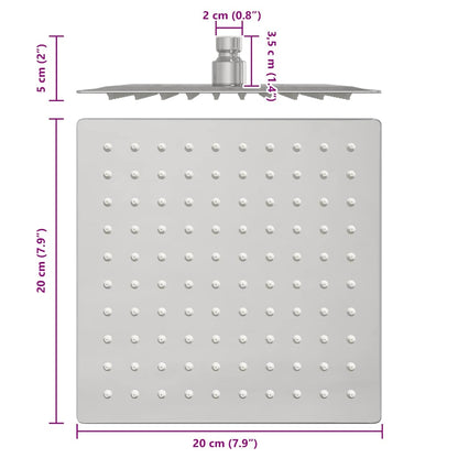 Testa Doccia a Pioggia in Acciaio Inox 304 20x20 cm Quadrata - homemem39