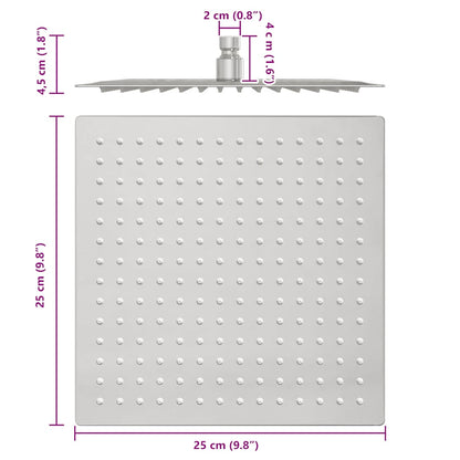 Testa Doccia a Pioggia in Acciaio Inox 304 25x25 cm Quadrata - homemem39