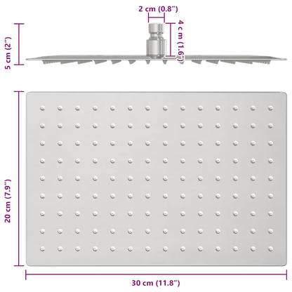 Testa Doccia a Pioggia Acciaio Inox 304 30x20 cm Rettangolare - homemem39