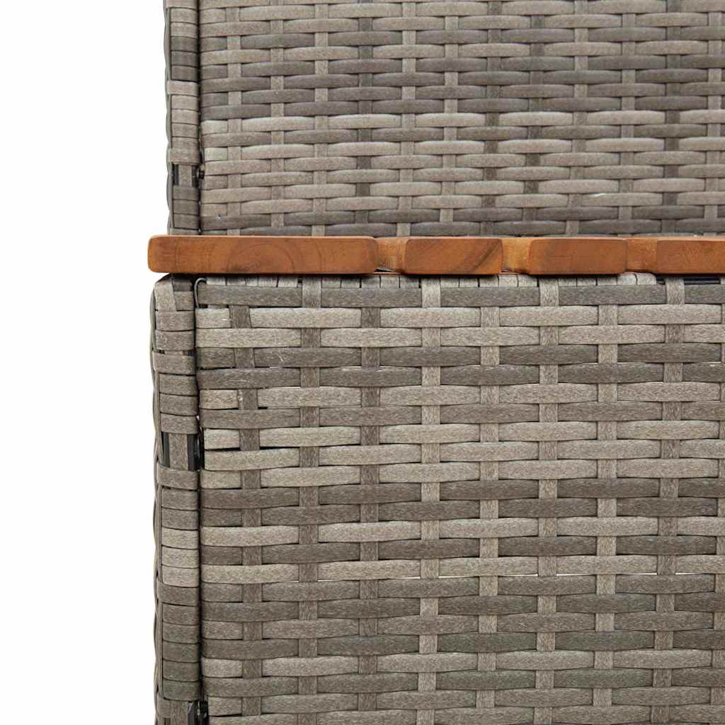 Bordo per Vasca Idromassaggio Grigio Polyrattan&Massello Acacia