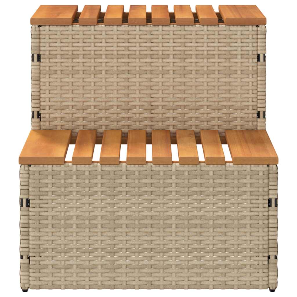 Bordo per Vasca Idromassaggio Beige Polyrattan&Massello Acacia