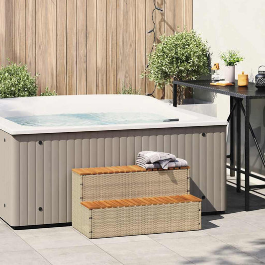 Bordo per Vasca Idromassaggio Beige Polyrattan&Massello Acacia - homemem39