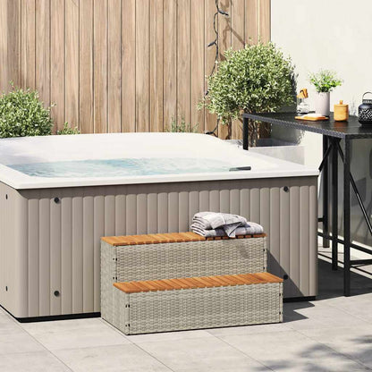 Bordo per Vasca Idromassaggio Grigio Polyrattan&Massello Acacia | homemem39