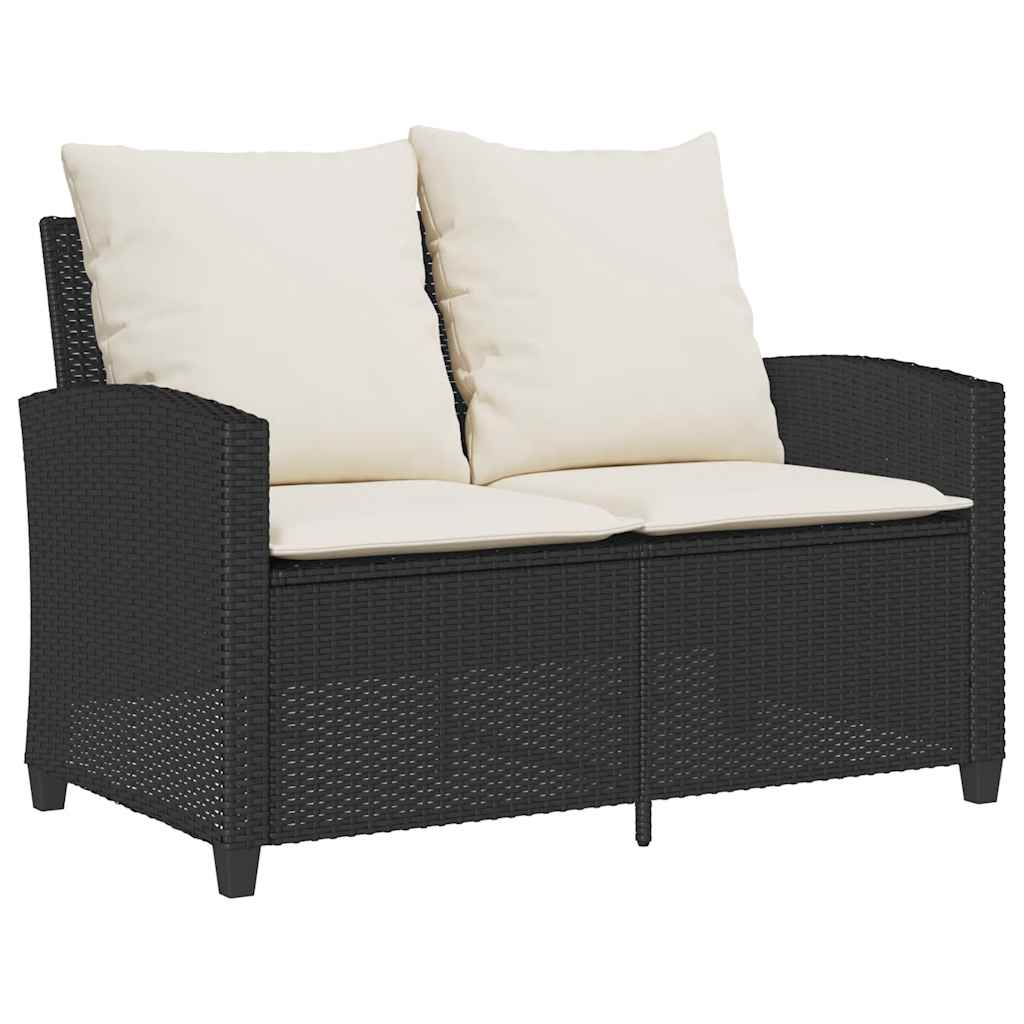 Set Divano da Giardino 6 pz con Cuscini Nero in Polyrattan | homemem39