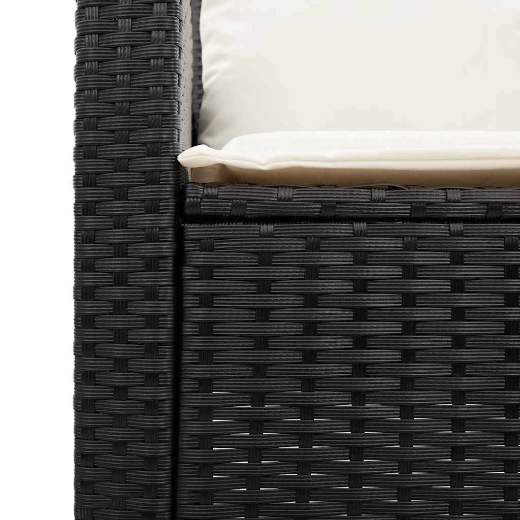 Set Divano da Giardino 6 pz con Cuscini Nero in Polyrattan