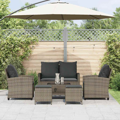 Set Divano da Giardino 6 pz con Cuscini Grigio in Polyrattan