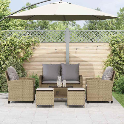 Set Divano da Giardino 6 pz con Cuscini Beige in Polyrattan - homemem39