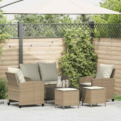 Set Divano da Giardino 6 pz con Cuscini Beige in Polyrattan - homemem39