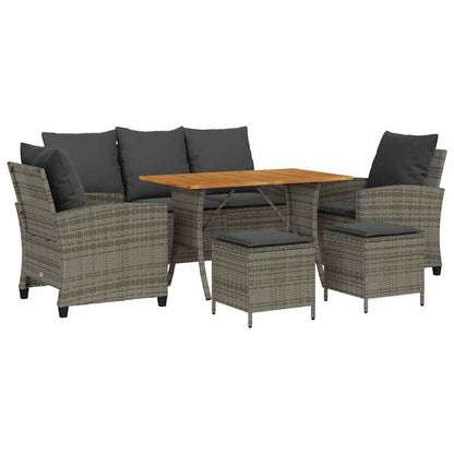 Set Divano da Giardino 6 pz con Cuscini Grigio in Polyrattan | homemem39