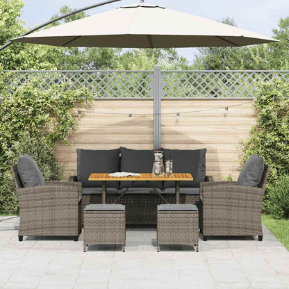 Set Divano da Giardino 6 pz con Cuscini Grigio in Polyrattan