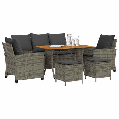 Set Divano da Giardino 6 pz con Cuscini Grigio in Polyrattan