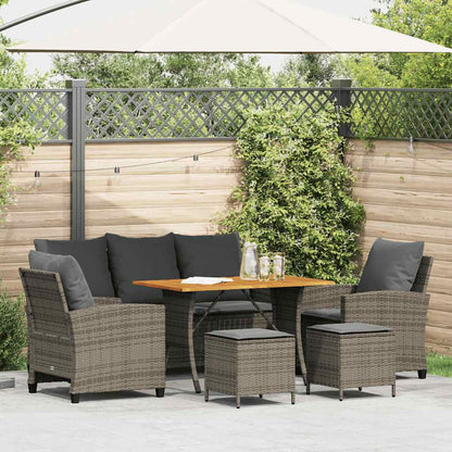Set Divano da Giardino 6 pz con Cuscini Grigio in Polyrattan | homemem39