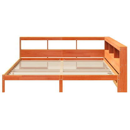 Letto Libreria senza Materasso Marrone Cera 200x200 cm in Pino - homemem39