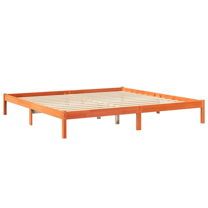 Letto Libreria senza Materasso Marrone Cera 200x200 cm in Pino - homemem39