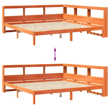 Letto Libreria senza Materasso Marrone Cera 200x200 cm in Pino - homemem39