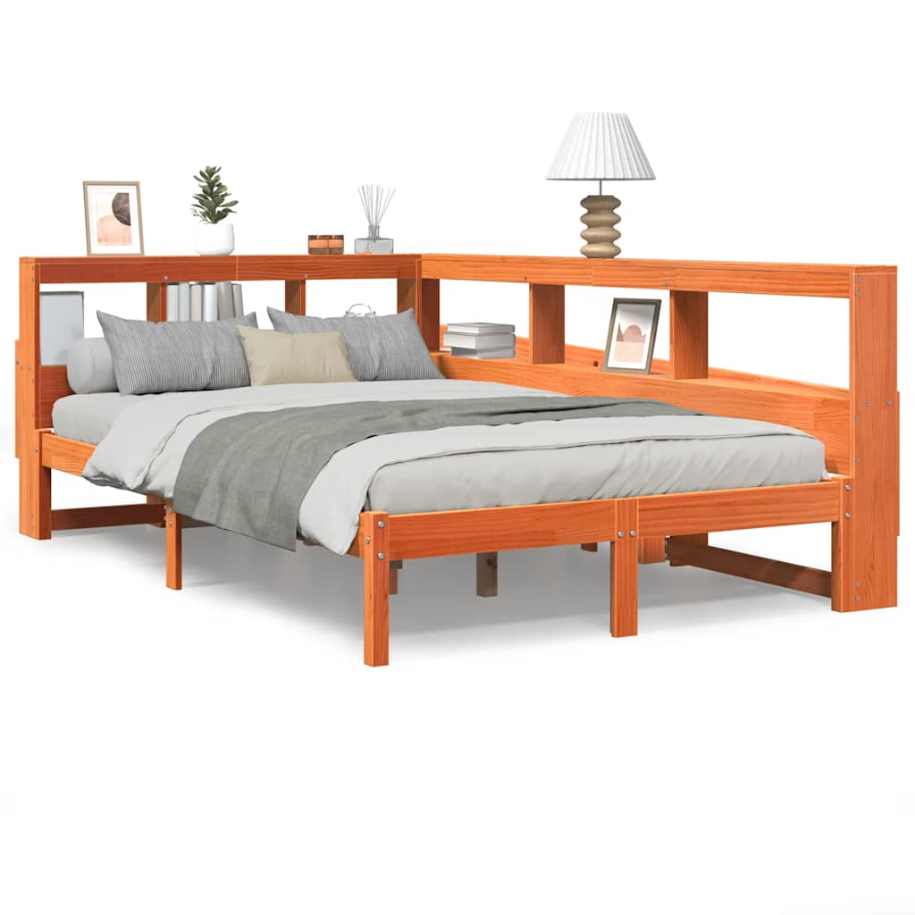 Letto Libreria senza Materasso Marrone Cera 120x200 cm in Pino - homemem39